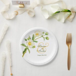 Wedding rock rose art custom paper plate
