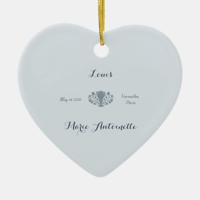 Wedding Rococo inspired in Dusty Blue Ceramic Tree Decoration (Front)