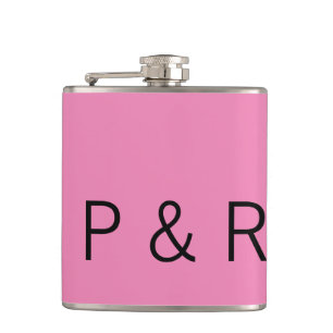 Wedding romantic partner add couple initial letter hip flask