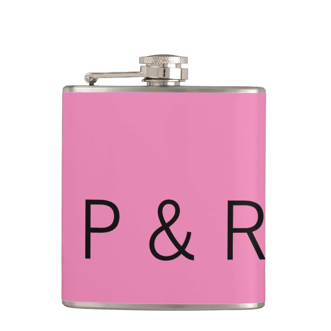 Wedding romantic partner add couple initial letter hip flask (Front)