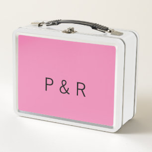 Wedding romantic partner add couple initial letter metal lunch box