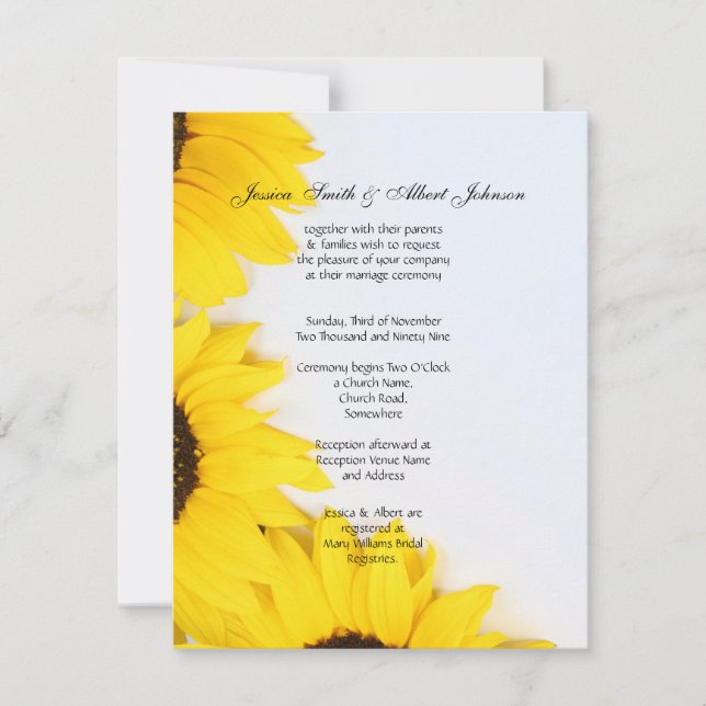 Wedding romantic sunflowers invitation (Front)