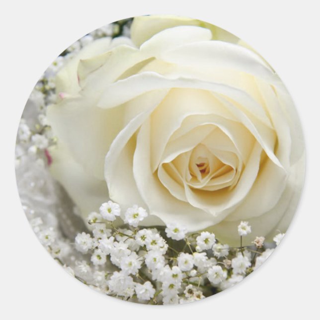 Wedding Rose Classic Round Sticker (Front)
