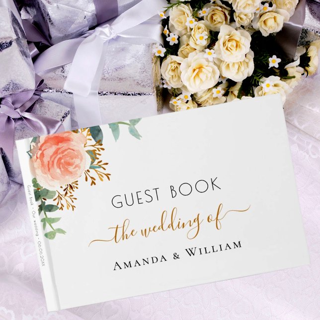 Wedding rose gold blush floral eucalyptus script guest book (Creator Uploaded)