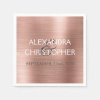 Wedding Rose Gold Blush Pink Foil Napkins