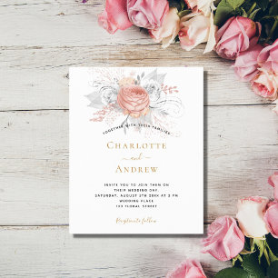 Wedding rose gold floral elegant silver budget flyer