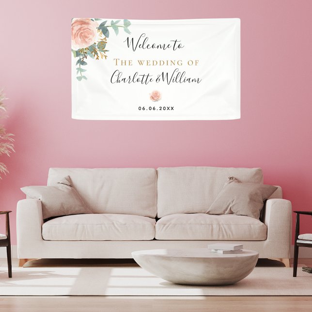 Wedding rose gold floral eucalyptus elegant  banner (Creator Uploaded)