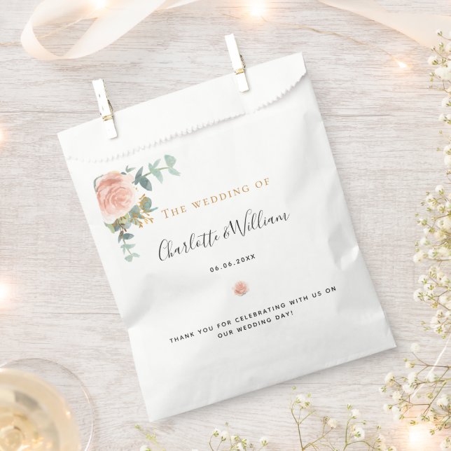 Wedding rose gold floral eucalyptus elegant favour bags (Clipped)