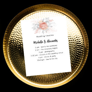 Wedding rose gold florals budget program timeline flyer