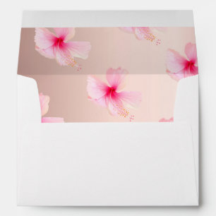 Wedding rose gold metallic pink tropical florals envelope