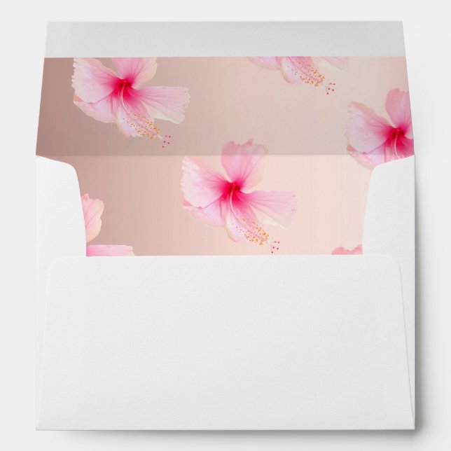 Wedding rose gold metallic pink tropical florals envelope (Back (Bottom))