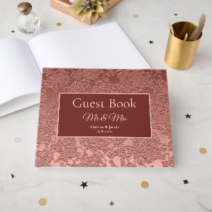 Wedding Rose Gold Pink Elegant Floral Modern Guest Book