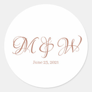 Wedding rose gold script monogram elegant custom  classic round sticker