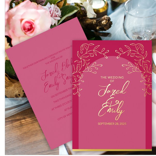 Wedding Rose Red Foil Invitation (Creator Uploaded)