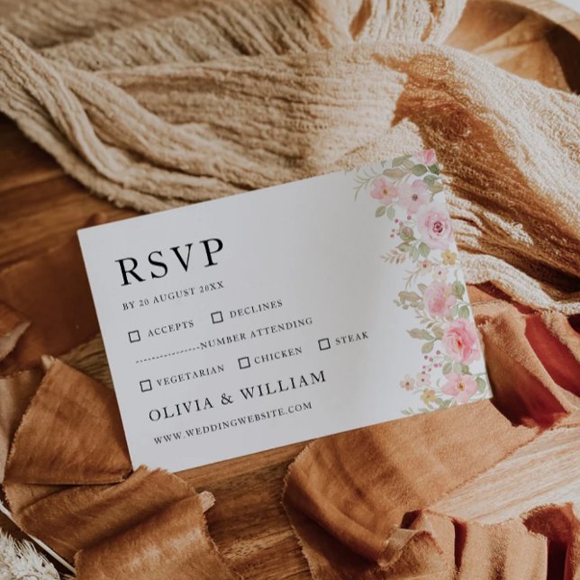 Wedding Rose RSVP Card Template (Wedding Rose RSVP Card Template)