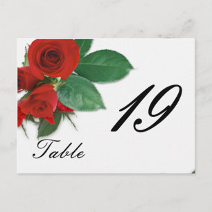 wedding rose table number postcard