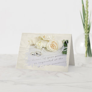 Wedding Roses and Rings on Invitation