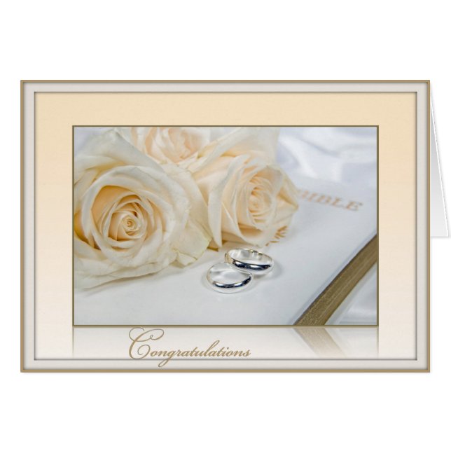 Wedding Roses On Holy Bible (Front Horizontal)