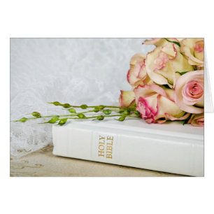 Wedding Roses on White Bible