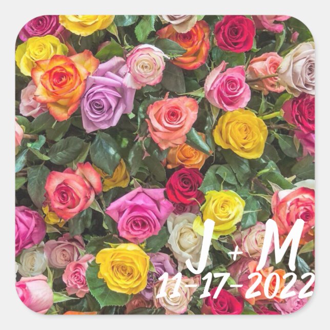  Wedding Roses Square Sticker (Front)