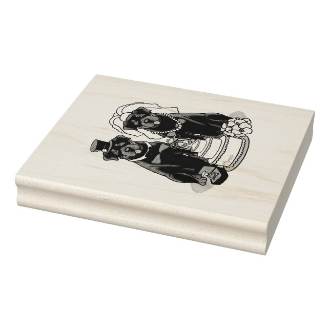 Wedding Rottweilers Bride and Groom Dogs Cute Rubber Stamp (Stamp)
