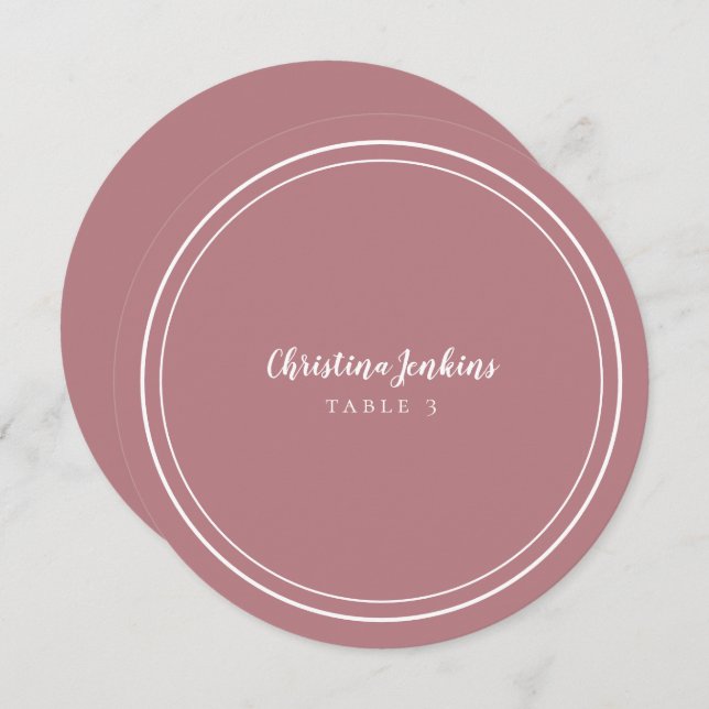 Wedding Round Custom Guest Dusty Rose Place Card (Front/Back)