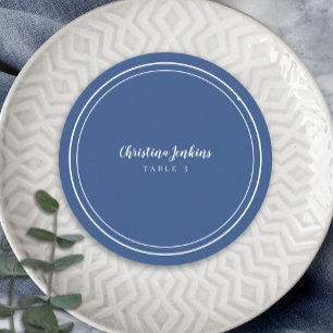 Wedding Round Custom Guest Navy Blue Place Card