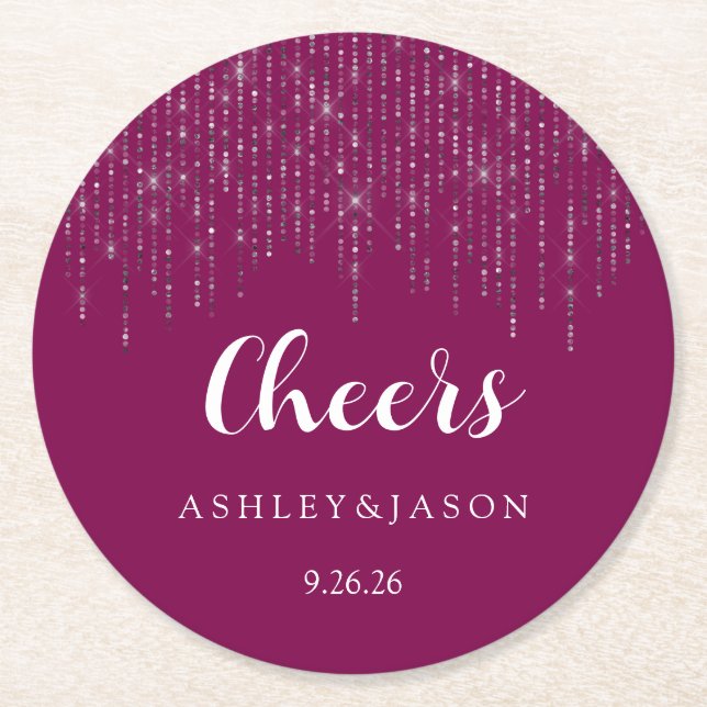 Wedding  round paper coaster (Front)