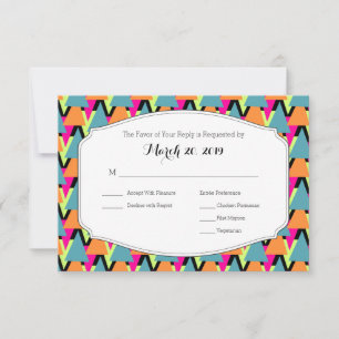 Wedding RSVP 80's Style Geometric Pattern Card