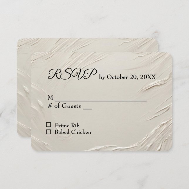 Wedding RSVP Abstract Ivory Texture (Front/Back)