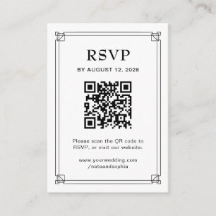 Wedding RSVP and QR Code Black and White Enclosure Card