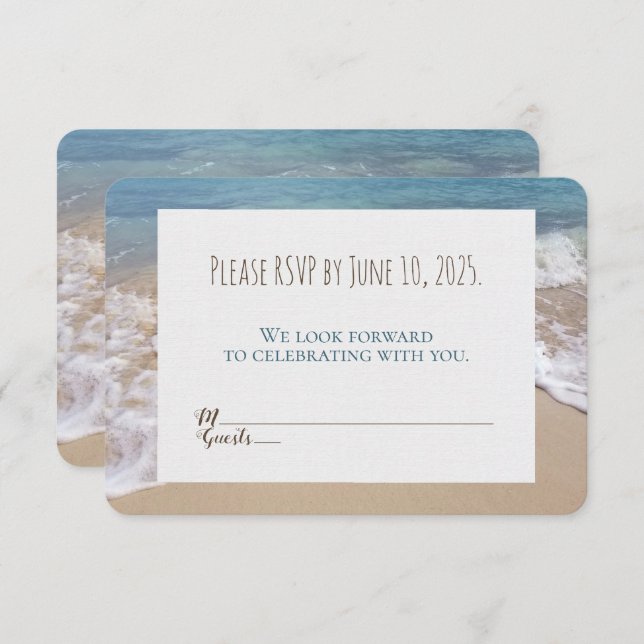wedding RSVP-beach hearts in sand Invitation (Front/Back)