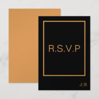 Wedding RSVP  black and orange CARD