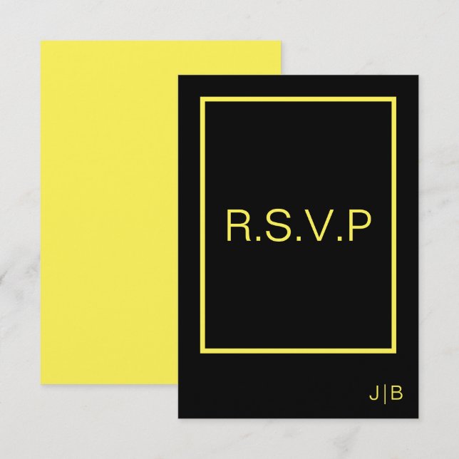 Wedding RSVP  black and yellow CARD (Front/Back)