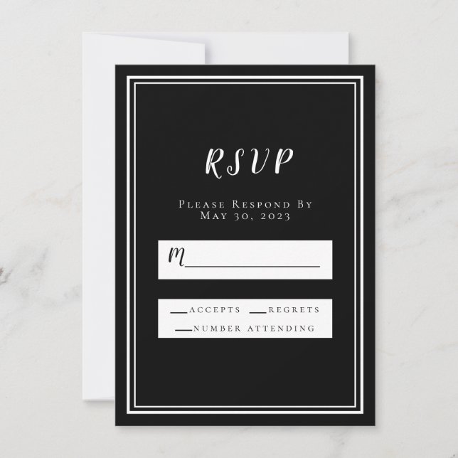Wedding RSVP Black Simple Chic Minimalist Modern (Front)