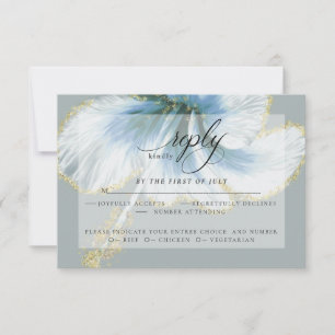 Wedding RSVP Blue Watercolor Hibiscus Flower Card