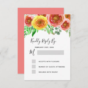 Wedding RSVP Blush Pink Floral Elegant Watercolor Invitation