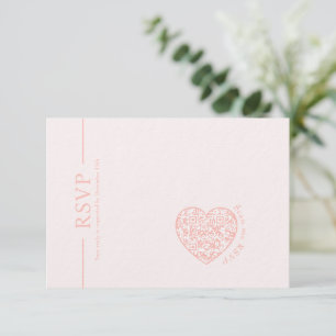 Wedding RSVP Card  Blush Pink heart QR code