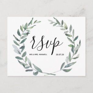 Wedding Rsvp card   Botanical Floral Wreath
