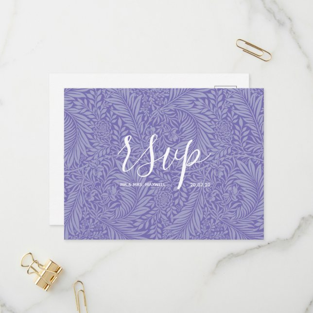 Wedding Rsvp card | Floral Beach Vibes Script (Front/Back In Situ)