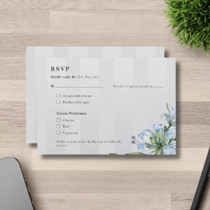 Wedding RSVP Card Floral Blue Lily