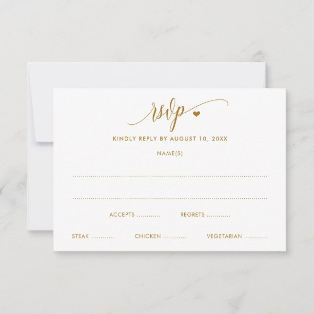 Wedding RSVP Card Modern Fun Gold Calligraphy (Front)