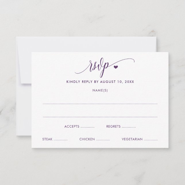 Wedding RSVP Card Modern Fun Plum / Purple (Front)