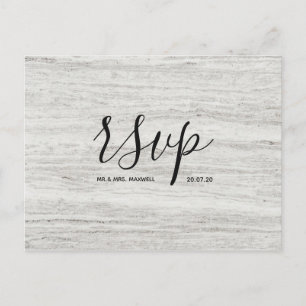 Wedding Rsvp card Stone Texture Script Postcard
