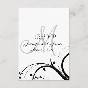 Wedding RSVP Card Swirls for Square Invite