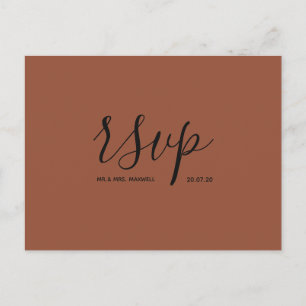 Wedding Rsvp card Terracotta Script Postcard