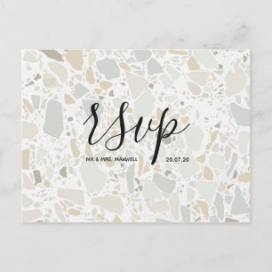 Wedding Rsvp card Terrazzo Script Postcard