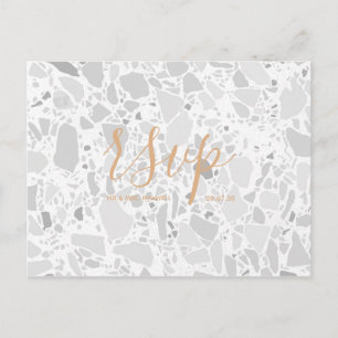 Wedding Rsvp card Terrazzo Script Postcard
