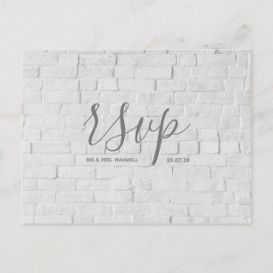 Wedding Rsvp card White Brick Script Postcard