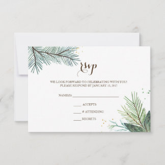 Wedding RSVP Card Winter Wreath